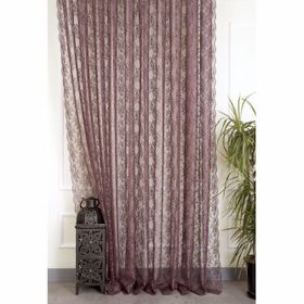 Massarelli Mürdüm Rengi 1-2 Seyrek Pile 130x260 cm Fransız Danteli Fon Tül Perde