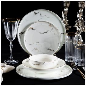 Massimo Marble Gold 6 Kişilik 24 Parça Yemek Takımı