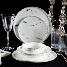 Massimo Marble Gold 6 Kişilik 24 Parça Yemek Takımı