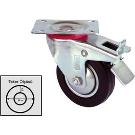 Master 100 mm 75 kg Taşıma Kapasiteli Döner Frenli Servis Tekeri