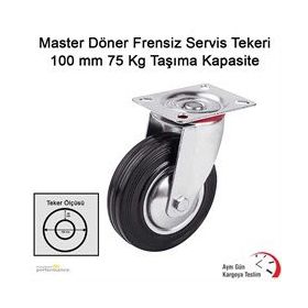 Master 100 mm 75 kg Taşıma Kapasiteli Döner Frensiz Servis Tekeri