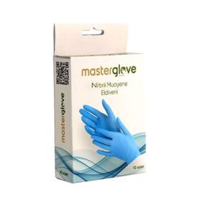 Master Glove 10'lu Paket Mavi Nitril Pudrasız Muayene Eldiveni