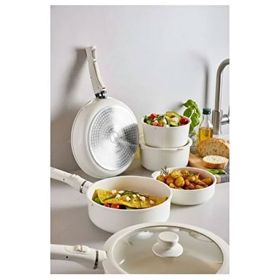 Masterchef 17649 Beta 15 Parça Beige Seramik Döküm Tencere Tava Seti