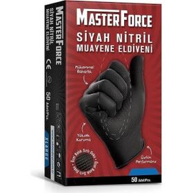 MasterForce 50 Adet M Siyah Nitril Eldiven