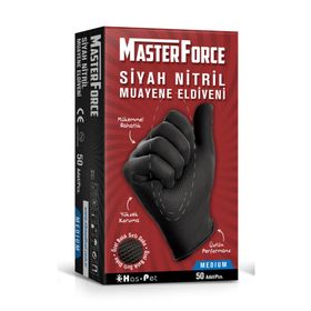 MasterForce 50 Adet M Siyah Nitril Eldiven
