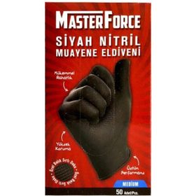 MasterForce 50 Adet M Siyah Nitril Eldiven