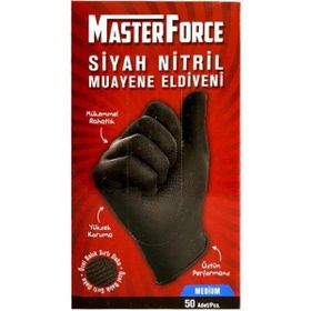 MasterForce 50 Adet M Siyah Nitril Eldiven