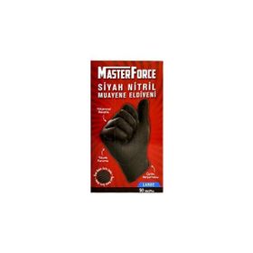 MasterForce Siyah 20x50'li Pudrasız Large Nitril Muayene Eldiveni