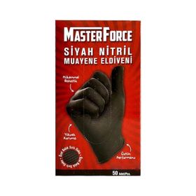 MasterForce Siyah 20x50'li Pudrasız Large Nitril Muayene Eldiveni