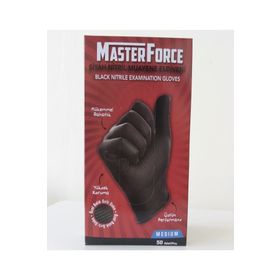 MasterForce Siyah 20x50'li Pudrasız Large Nitril Muayene Eldiveni