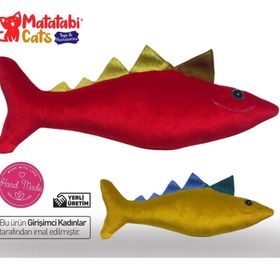 Matatabi Cats 28 cm Kırmızı Spino Balık Matatabili Peluş Kedi Oyuncağı