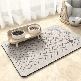 Matgo 50x70 cm Çizgi Patili Kaymaz Krem Rengi Kedi Köpek Mama Paspası
