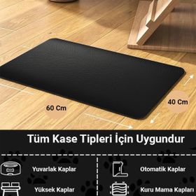 MAtGo Kaymaz Su Geçirmez Suni Deri Siyah 40x60 cm Kedi Köpek Mama Paspası