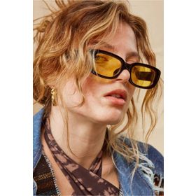 Mathilda Aksesuar Chunky Frame Vintage Sarı Siyah Güneş Gözlüğü