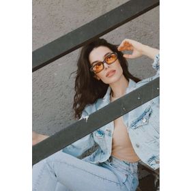 Mathilda Aksesuar Chunky Frame Vintage Siyah Turuncu Güneş Gözlüğü