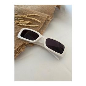 Mathilda Aksesuar Vintage Model Baklava Desen Detaylı Beyaz Unisex Güneş Gözlüğü