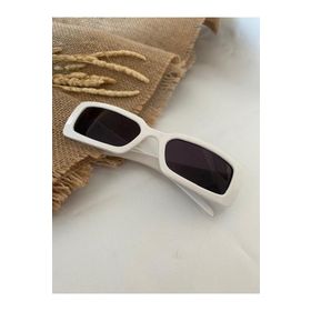 Mathilda Aksesuar Vintage Model Baklava Desen Detaylı Beyaz Unisex Güneş Gözlüğü