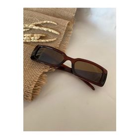 Mathilda Aksesuar Vintage Model Baklava Desen Detaylı Kahverengi Unisex Güneş Gözlüğü