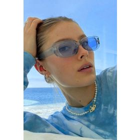 Mathilda Aksesuar Vintage Şeffaf Mavi Güneş Gözlüğü