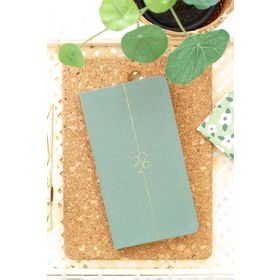 Matt Notebook 2026 Yılı 12 Aylık Yeşil Haftalık Keten Cep Ajandası