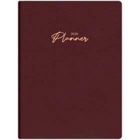 Matt Notebook 2026 Yılı 20x27 cm Bordo Keten Haftalık Planlayıcı Ajanda