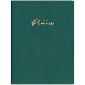 Matt Notebook 2026 Yılı 20x27 cm Koyu Yeşil Keten Haftalık Planlayıcı Ajanda