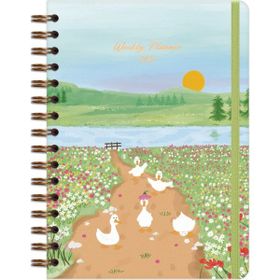 Matt Notebook 2026 Yılı A5 Haftalık Spiralli 15x21 cm 12 Aylık Motivasyon Sayfalı Manzara Çok Renkli Ajanda