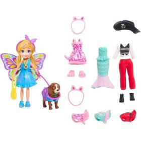 Mattel HBC64 Oyuncak Bebek Polly Rocket ve Hayvan Dostu Kostüm Giyiyor Oyun Seti