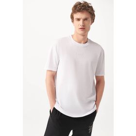 Mavi 0610100-620 Mavi Logo Baskılı Beyaz Erkek T-shirt
