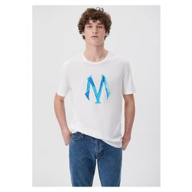 Mavi 0611025-620 Mavi Logo Baskılı Beyaz Erkek T-shirt