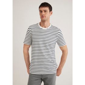 Mavi 0612235-87822 Lacivert Çizgili Beyaz Erkek T-shirt