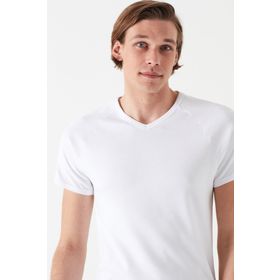 Mavi 061313-622 V Yaka Beyaz Basic Erkek T-Shirt