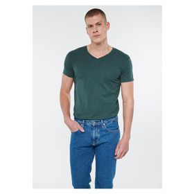 Mavi 061748-25752 Stretch V Yaka Dar Kalıp Düz Yeşil Erkek T-Shirt