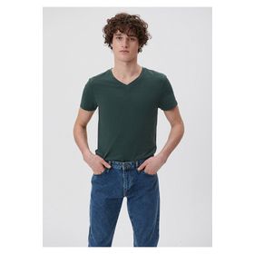 Mavi 061748-25752 Stretch V Yaka Dar Kalıp Düz Yeşil Erkek T-Shirt