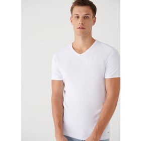 Mavi 063748-620 V Yaka Beyaz Basic Erkek T-shirt
