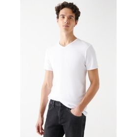 Mavi 063748-620 V Yaka Beyaz Basic Erkek T-shirt
