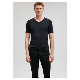 Mavi 063748-900 V Yaka Dar Kalıp Düz Siyah Erkek T-Shirt