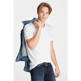 Mavi 065586-620 Beyaz V Yaka Erkek T-shirt