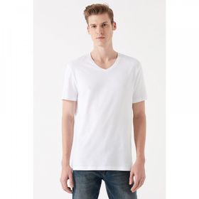 Mavi 065586-620 Beyaz V Yaka Erkek T-shirt