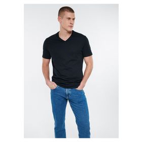 Mavi 065586-900 V Yaka Normal Kalıp Düz Siyah Erkek T-Shirt