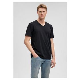 Mavi 065586-900 V Yaka Normal Kalıp Düz Siyah Erkek T-Shirt