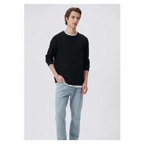 Mavi 065751-900 Siyah Pamuklu Rahat Kesim Bisiklet Yaka Erkek Sweatshirt