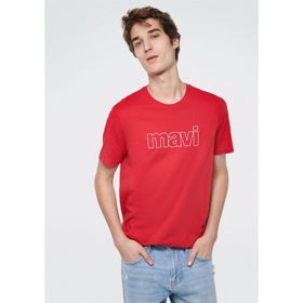 Mavi 065781-34535 Kırmızı Pamuklu Baskılı Normal Kesim Erkek T-shirt