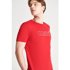 Mavi 065781-34535 Kırmızı Pamuklu Baskılı Normal Kesim Erkek T-shirt