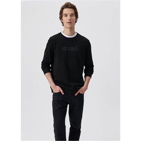 Mavi 066303-900 Siyah Erkek Regular Mavi Logo Baskılı Sweatshirt