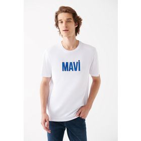 Mavi 066842-620 Beyaz Baskılı Erkek T-Shirt