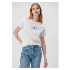 Mavi 1611478-620 Beyaz Baskılı Kadın T-Shirt