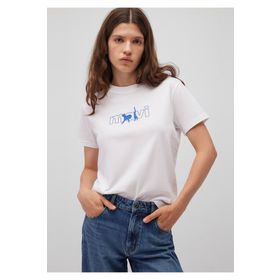 Mavi 1611478-620 Beyaz Baskılı Kadın T-Shirt