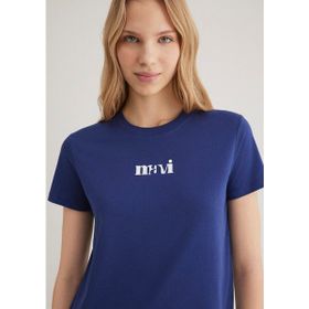 Mavi 1612241-70722 Baskılı Lacivert Kadın T-shirt