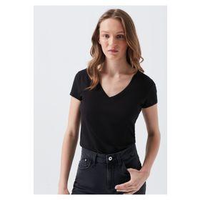 Mavi 162769-900 Siyah V Yaka Kadın T-shirt